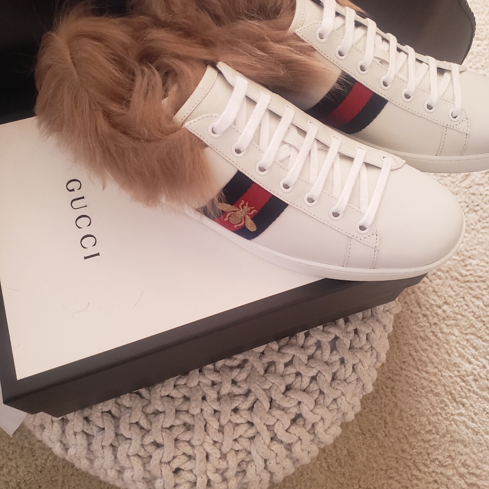 Gucci Ace Fur Sneakers Size 42